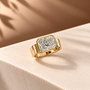 Common :: E VVS1 Radiant Cut lab grown diamond bezel engagement ring