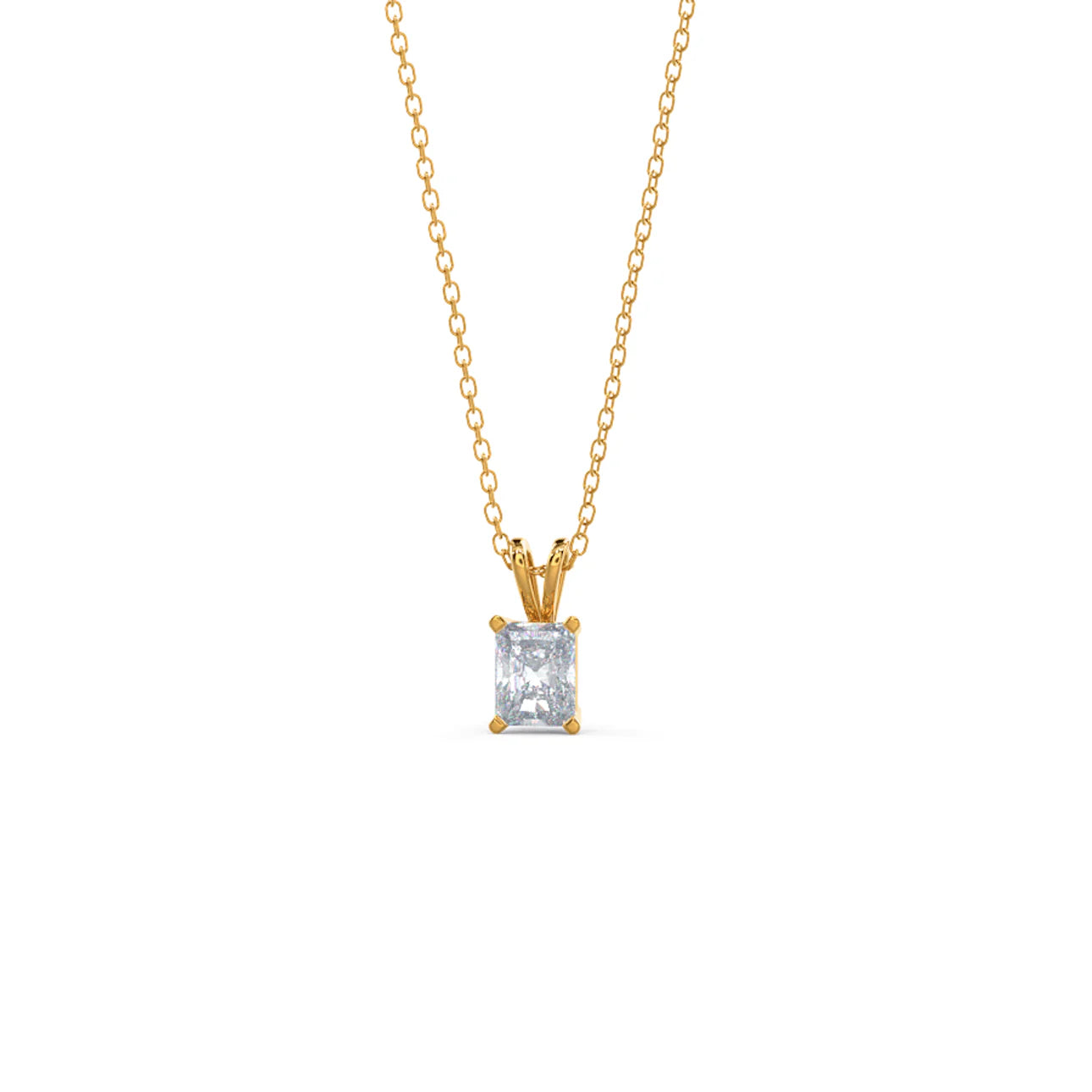 Radiant Lab Grown Diamond Classic Pendant With Chain, EF Color, VS Clarity, IGI Certified