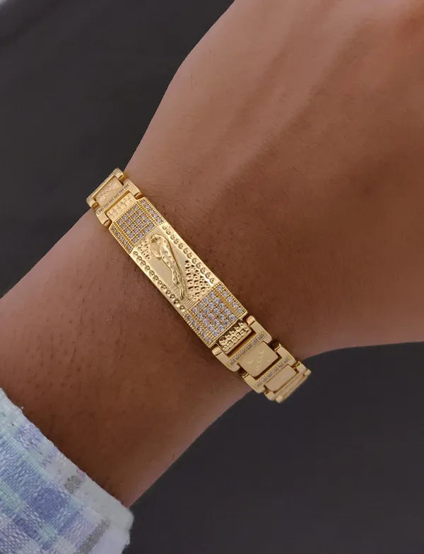 Mens 1 Gram Divine Pattern Gold Bracelet Lord Shiva Trishul Design