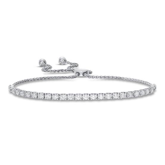 Round Lab Grown Diamond Bolo Tennis Bracelet, EF Color, VS Clarity, IGI Certificate