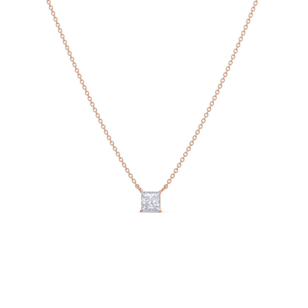 Floating Princess lab Grown Diamond Pendant With Chain, EF Color, VS Clarity