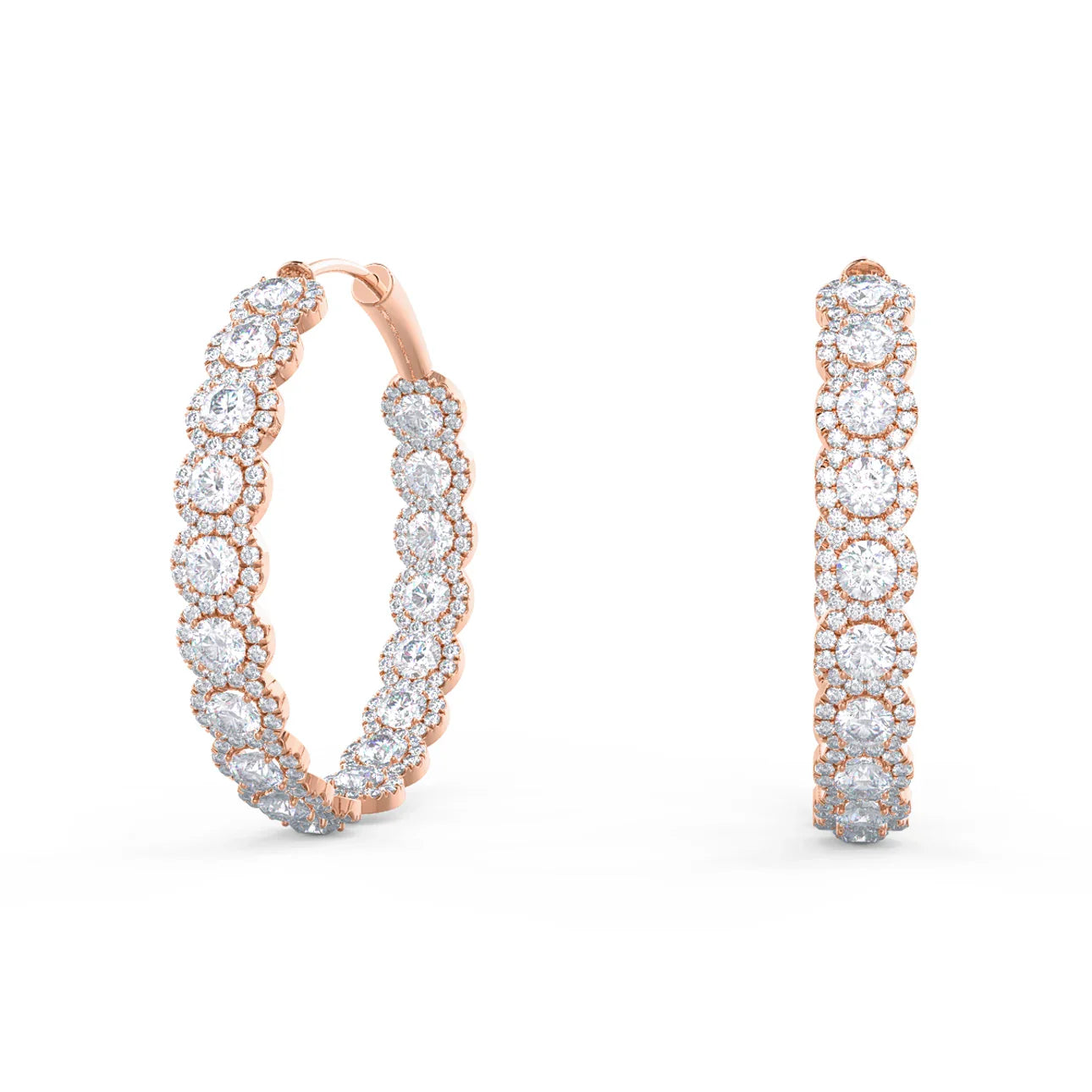 Round Lab Grown Diamond Heavenly Hoops Earring, EF Color, VS Clarity, IGI Certified