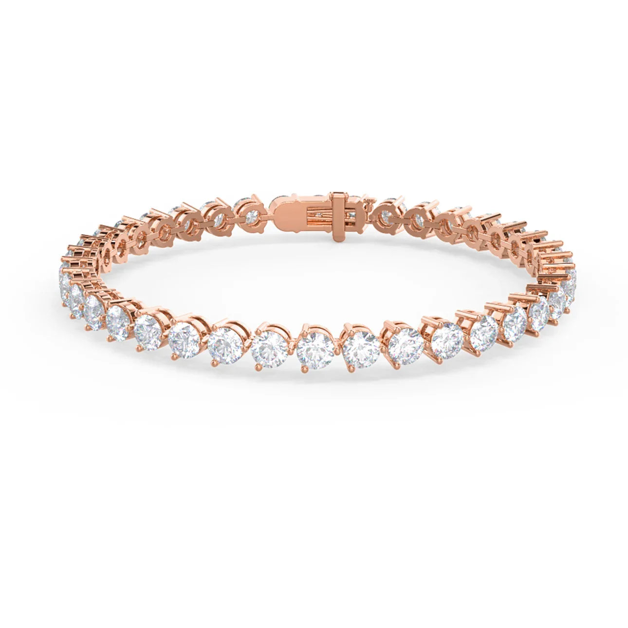 Round Lab Grown Diamond Three Prong Tennis Bracelet, EF Color, VS Clarity, IGI Certificate