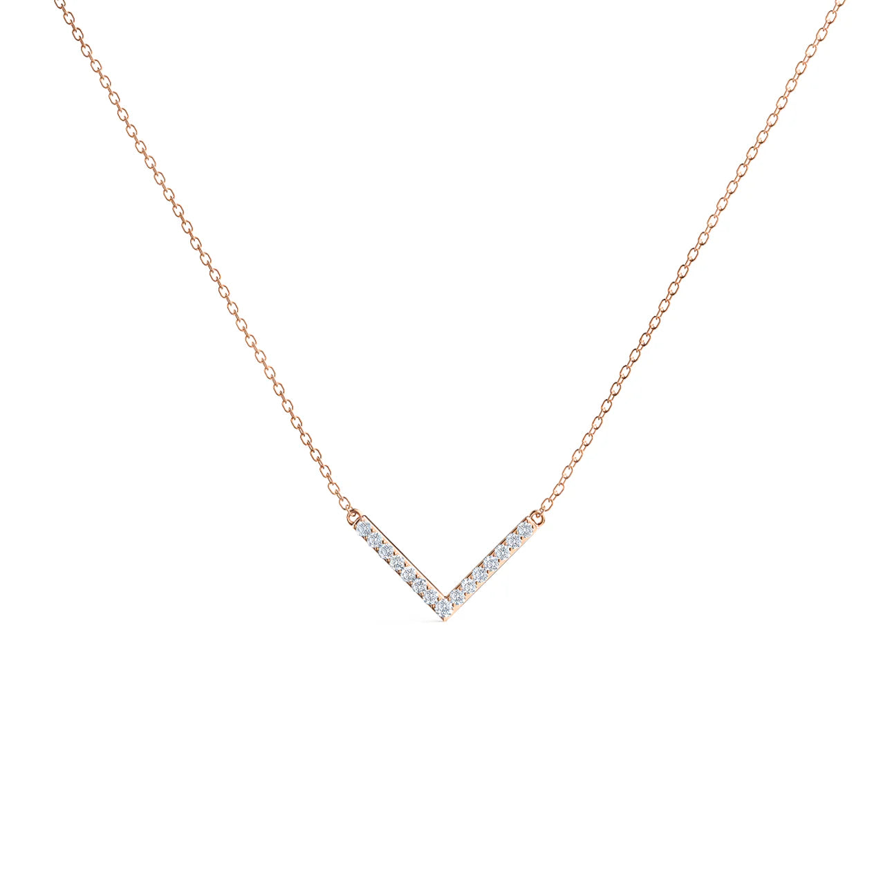 Round Lab Grown Diamond V Necklace, EF Color, VS Clarity, IGI Certified