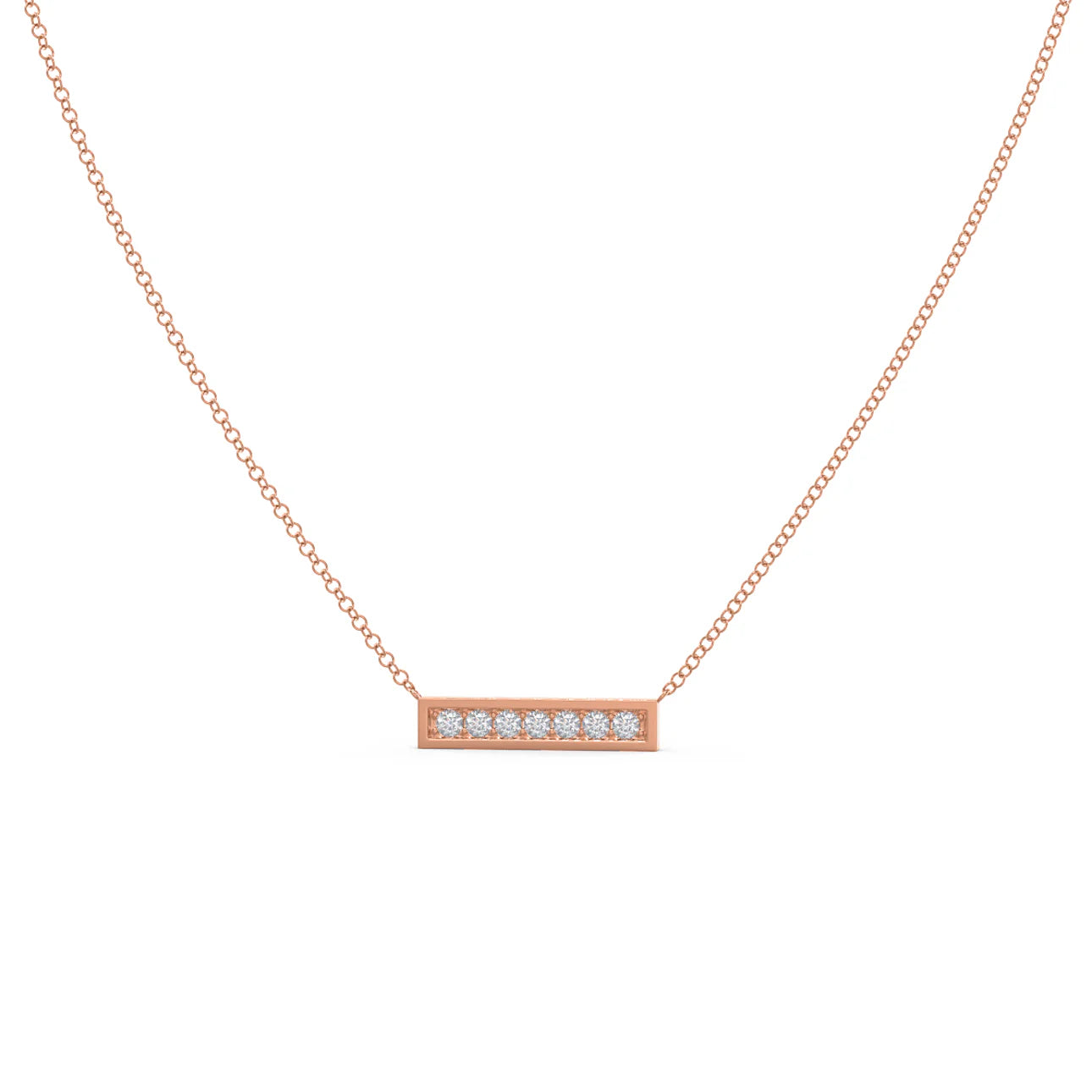 Round Lab Grown Dimaond Bar Pendant With Chain, EF Color, VS Clarity, IGI Certified