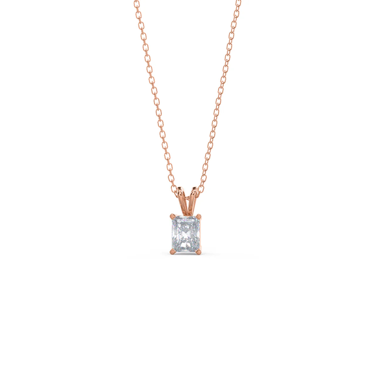 Radiant Lab Grown Diamond Classic Pendant With Chain, EF Color, VS Clarity, IGI Certified