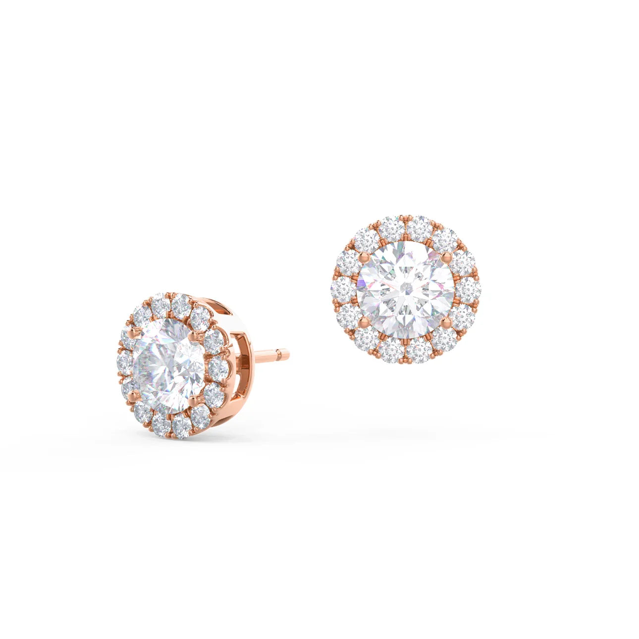 Round Lab Grown Diamond Heavenly Single Halo Stud Earring, EF Color, VS Clarity, IGI Certified