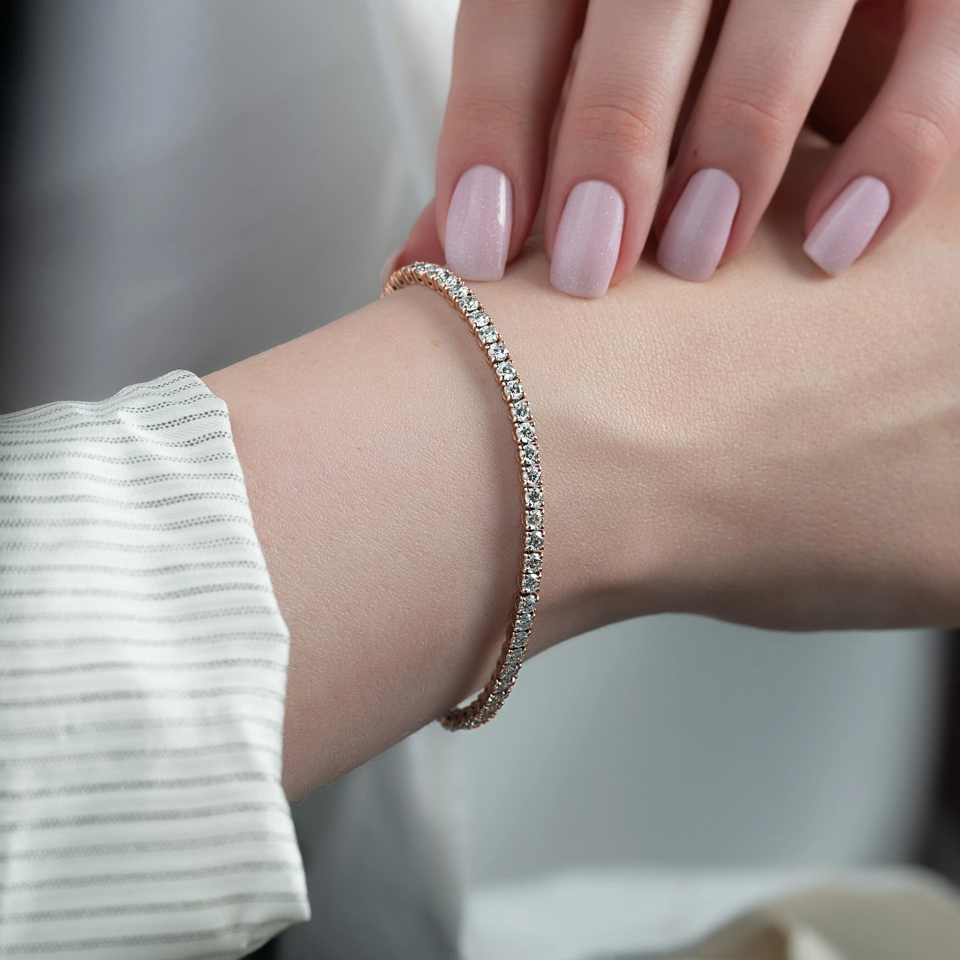 rose :: 5ct lab grown diamond tennis bracelet round brilliant diamonds