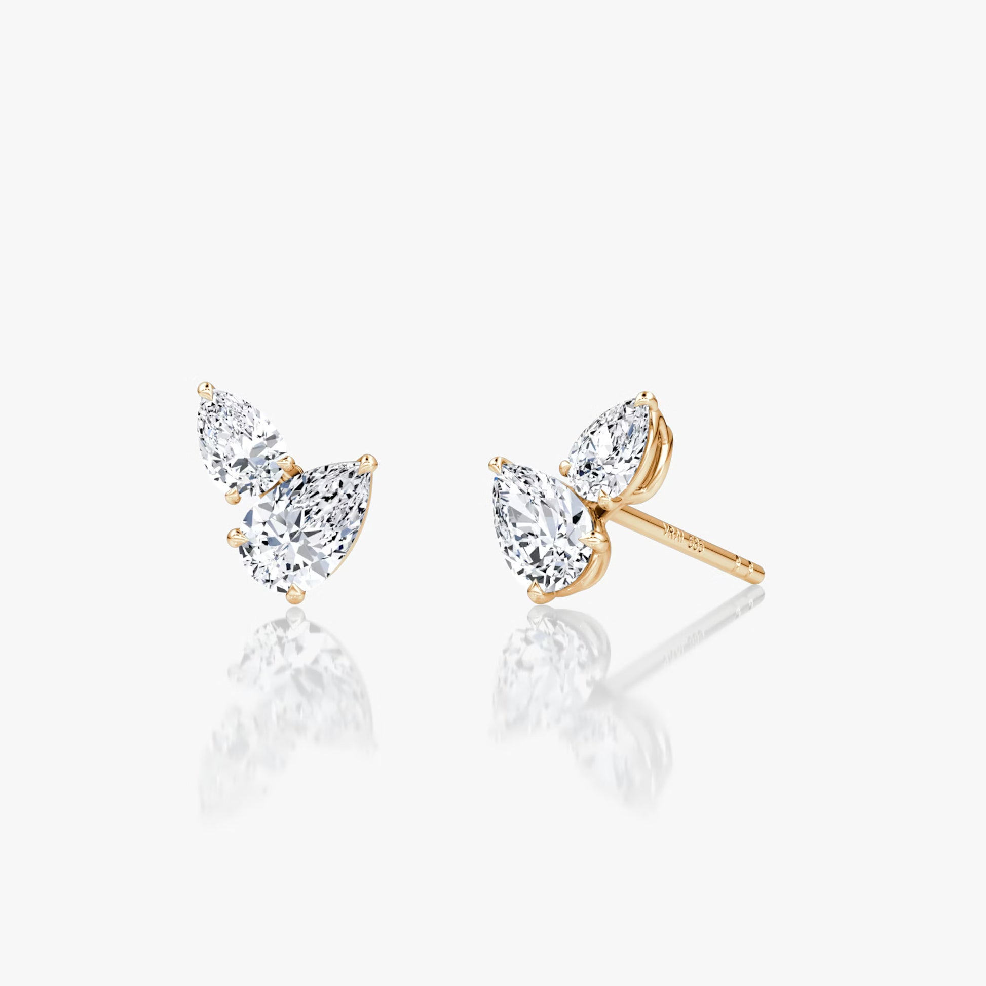 Rose :: stylish toi et moi lab grown diamond studs mixed shape design white gold modern elegance