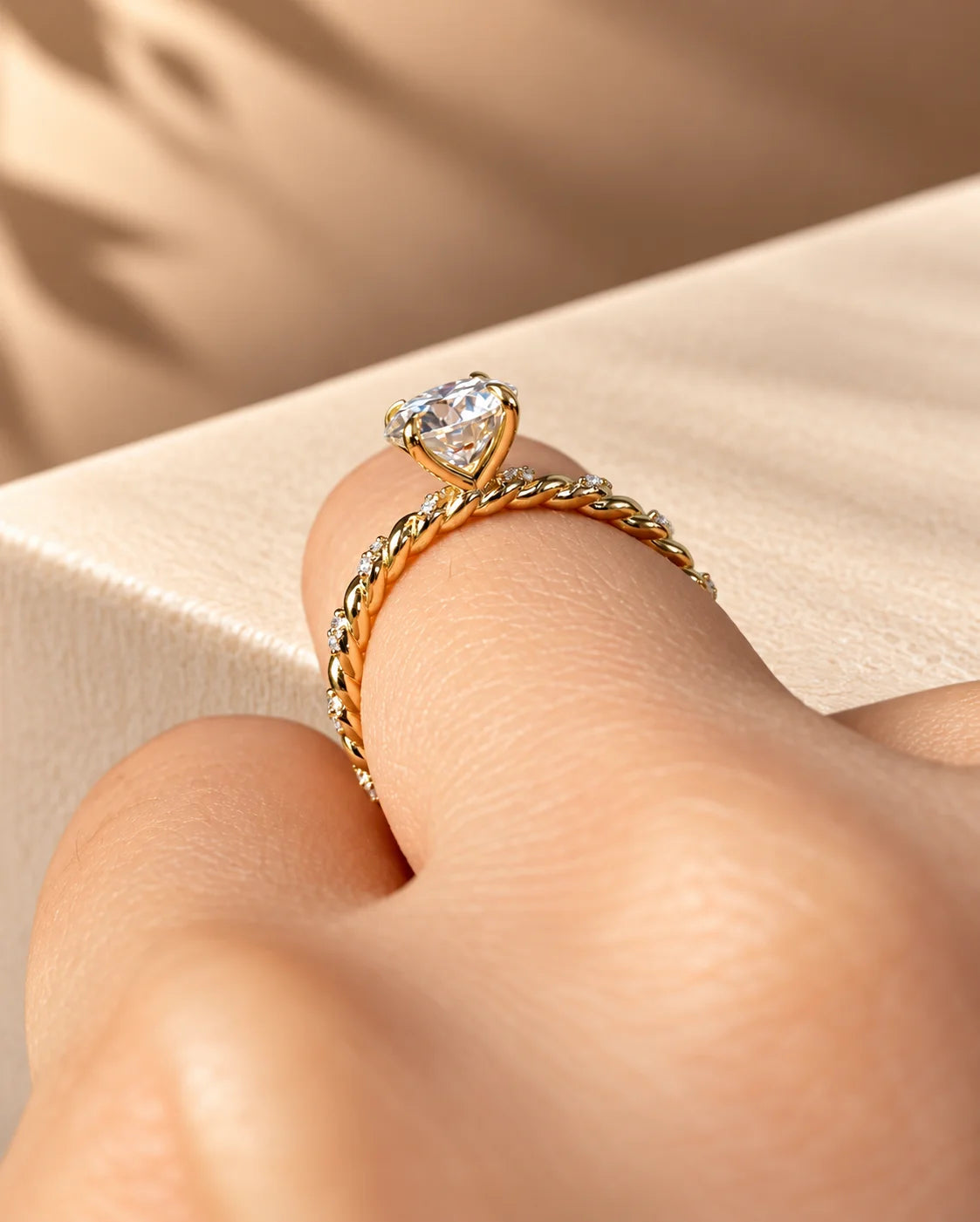 Common :: Round Lab Grown Diamond Ring with 0.10TCW Round Accents