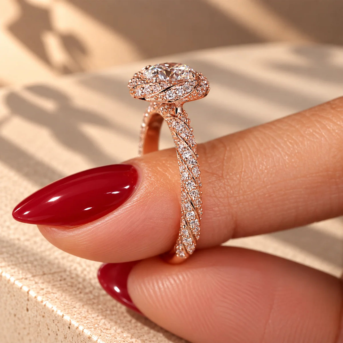 Common :: D E F Round lab grown diamond vintage engagement ring
