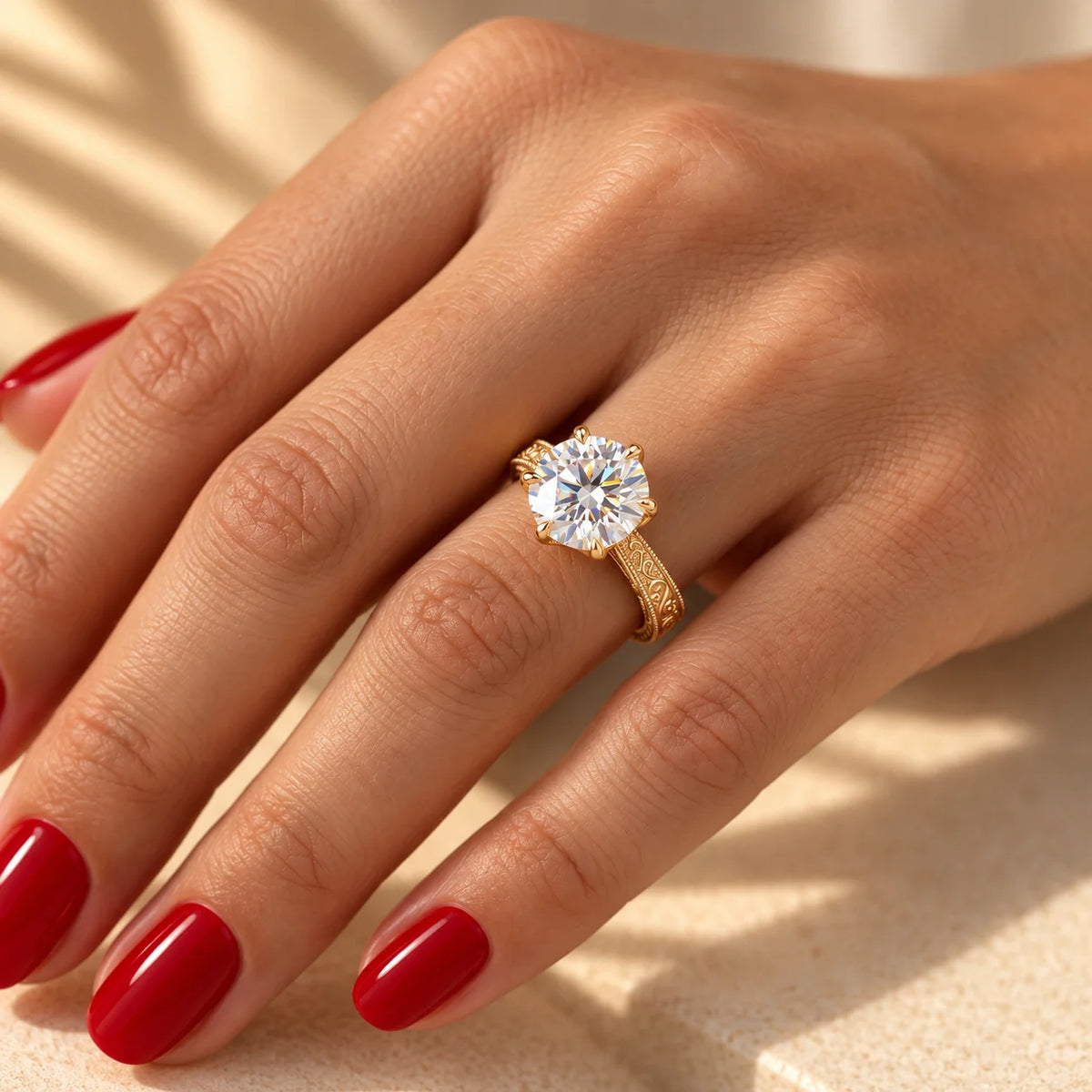 Common :: IGI certified 1CT Round Vintage Diamond Engagement Ring