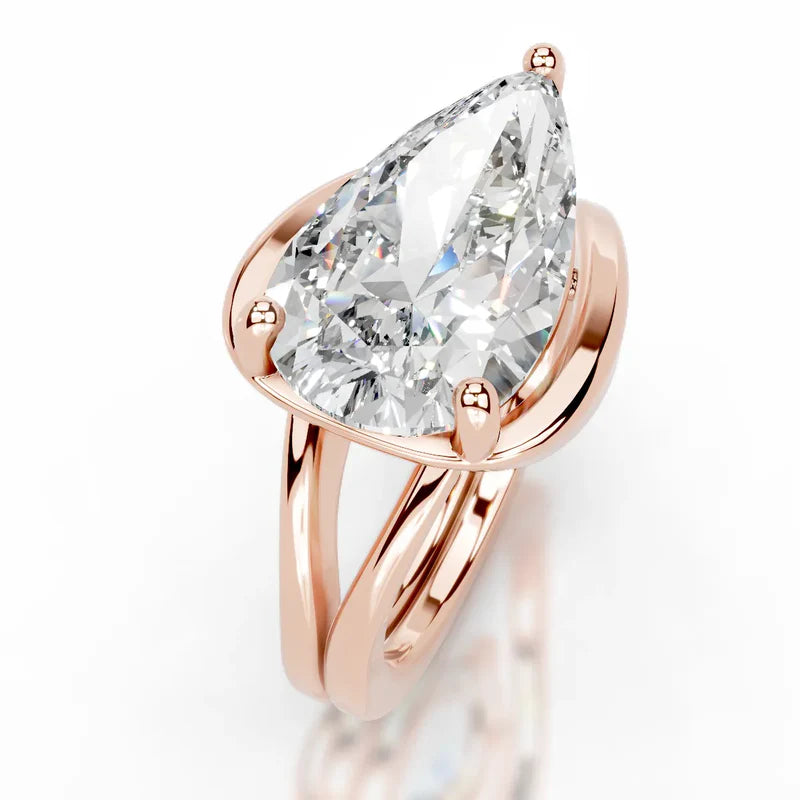 Rose :: elegant pear cut lab grown diamond solitaire ring timeless engagement design