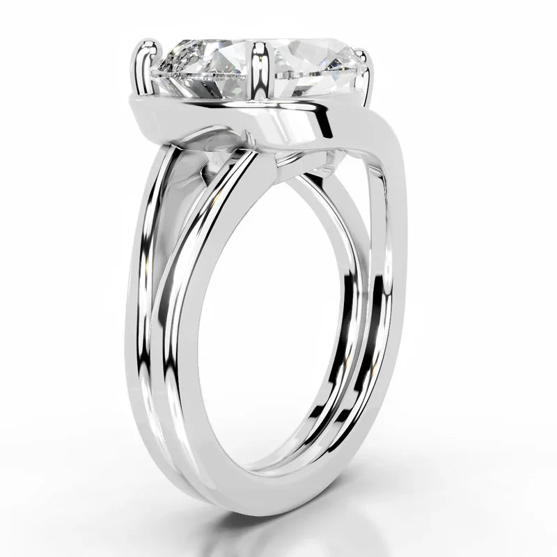 White :: pear lab grown diamond solitaire engagement ring sparkle white gold band