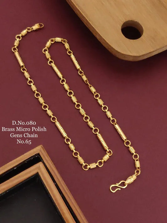 Designed Pipe with simple rings link Gold Plated Premium Waterproof Chain For Men