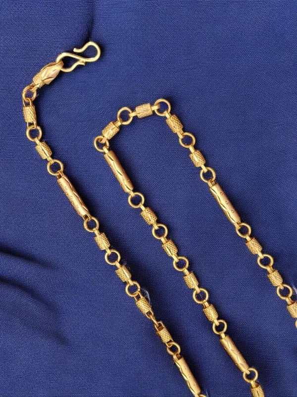 Designed Pipe with simple rings link Gold Plated Premium Waterproof Chain For Men