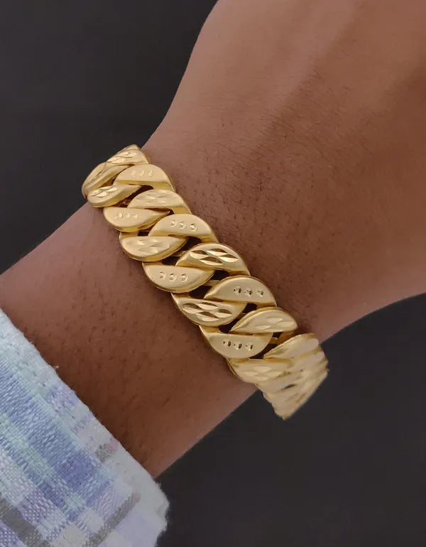 Mens 1 Gram Gold Curb Chain Bracelet Handcrafted Classic Design