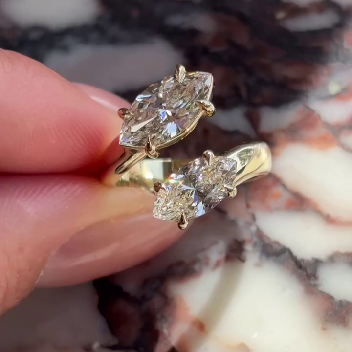 Marquise 4.50tcw Lab Diamond Two Stone Engagement Ring | DEF | IGI Certified