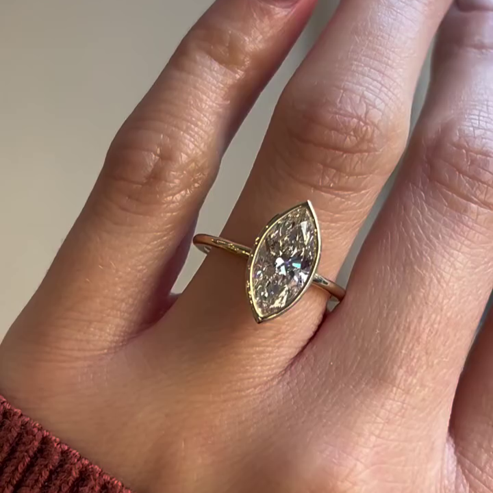 Marquise 2.00ct Lab Grown Diamond Engagement Ring | Bezel Set Solitaire | IGI Certified