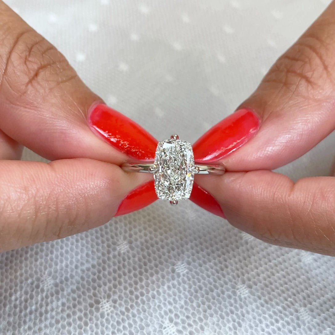 2.65ct Cushion Lab Diamond Engagement Ring | Hidden Halo | IGI Certified | Gold & Platinum