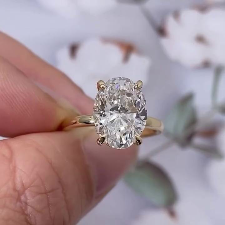 Oval 5.20tcw Lab Grown Diamond Hidden Halo Engagement Ring | IGI Certified | VVS Clarity | D-E-F Color | Gold Ring