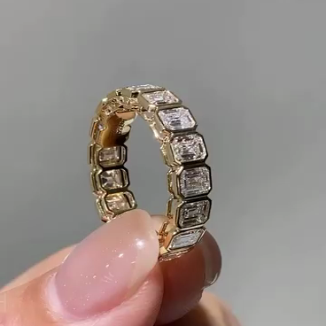Emerald 3.60tcw Bezel Set Eternity Lab Grown Diamond Band, D-E-F Color, VVS-VS Clarity
