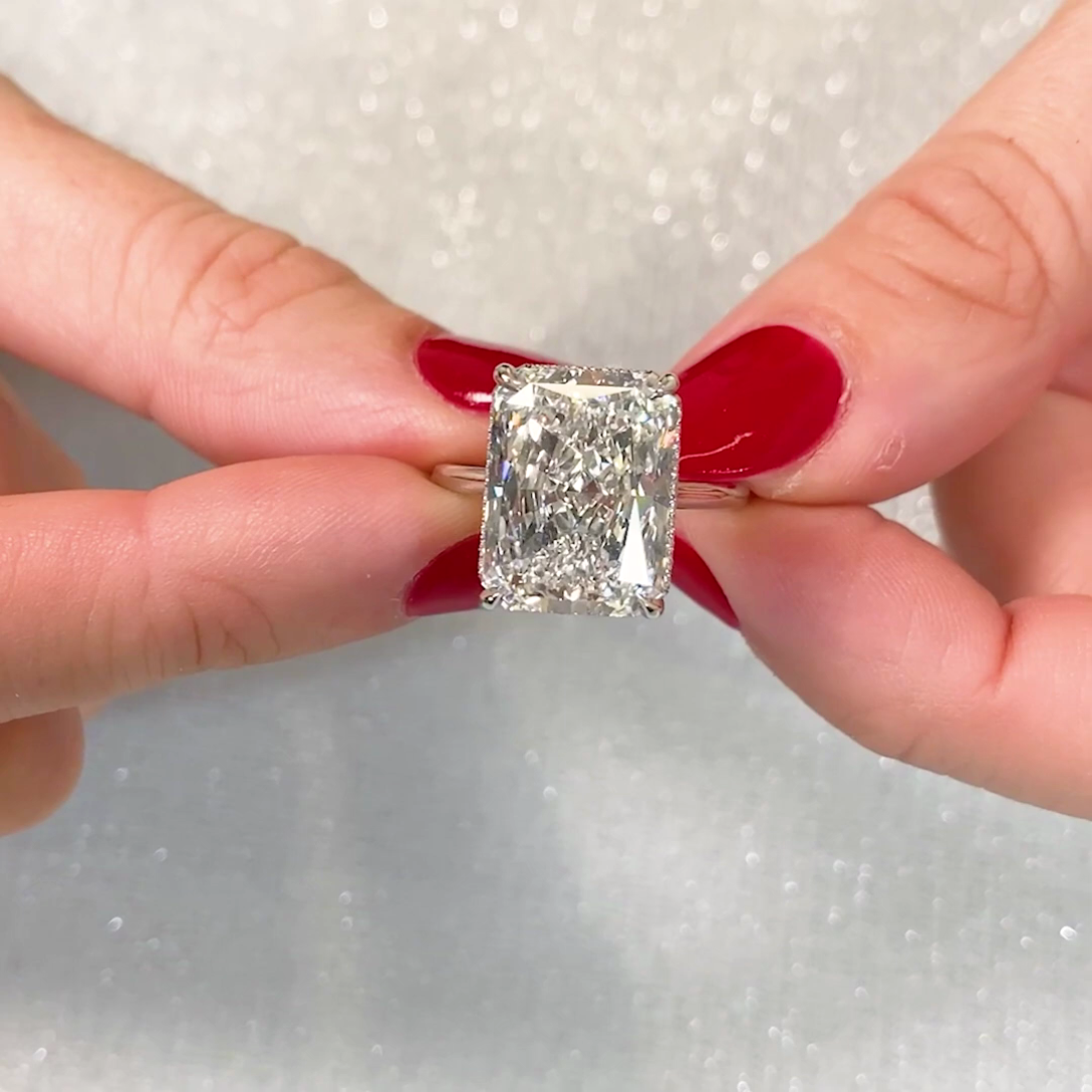 Radiant 8.10tcw Lab Diamond Hidden Halo Solitaire Ring | IGI Certified | D-E-F | VVS–VS