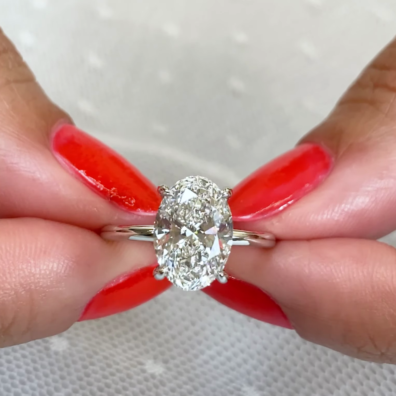 2.70tcw Oval Lab Grown Diamond Pavé Basket Solitaire Engagement Ring | IGI Certified