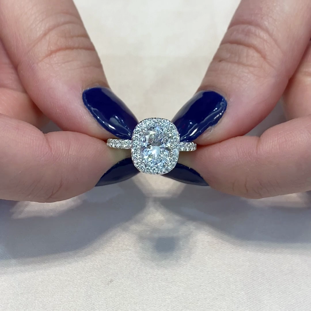 Elegant 1.90tcw Cushion Lab Diamond Halo Engagement Ring | IGI Certified | White Gold