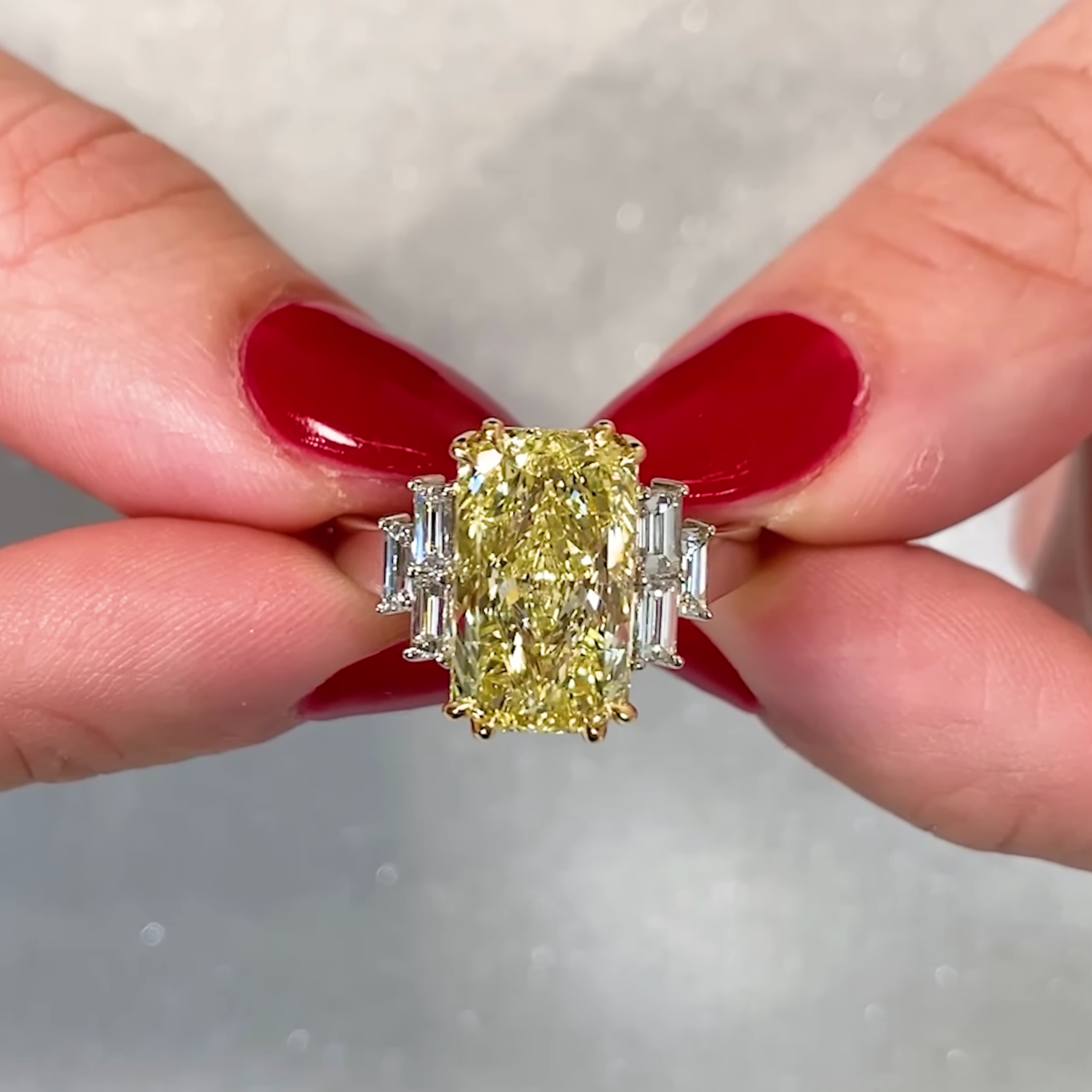 Radiant 6.00tcw Fancy Yellow Lab Diamond Ring | VVS–VS | IGI Certified Gold Ring