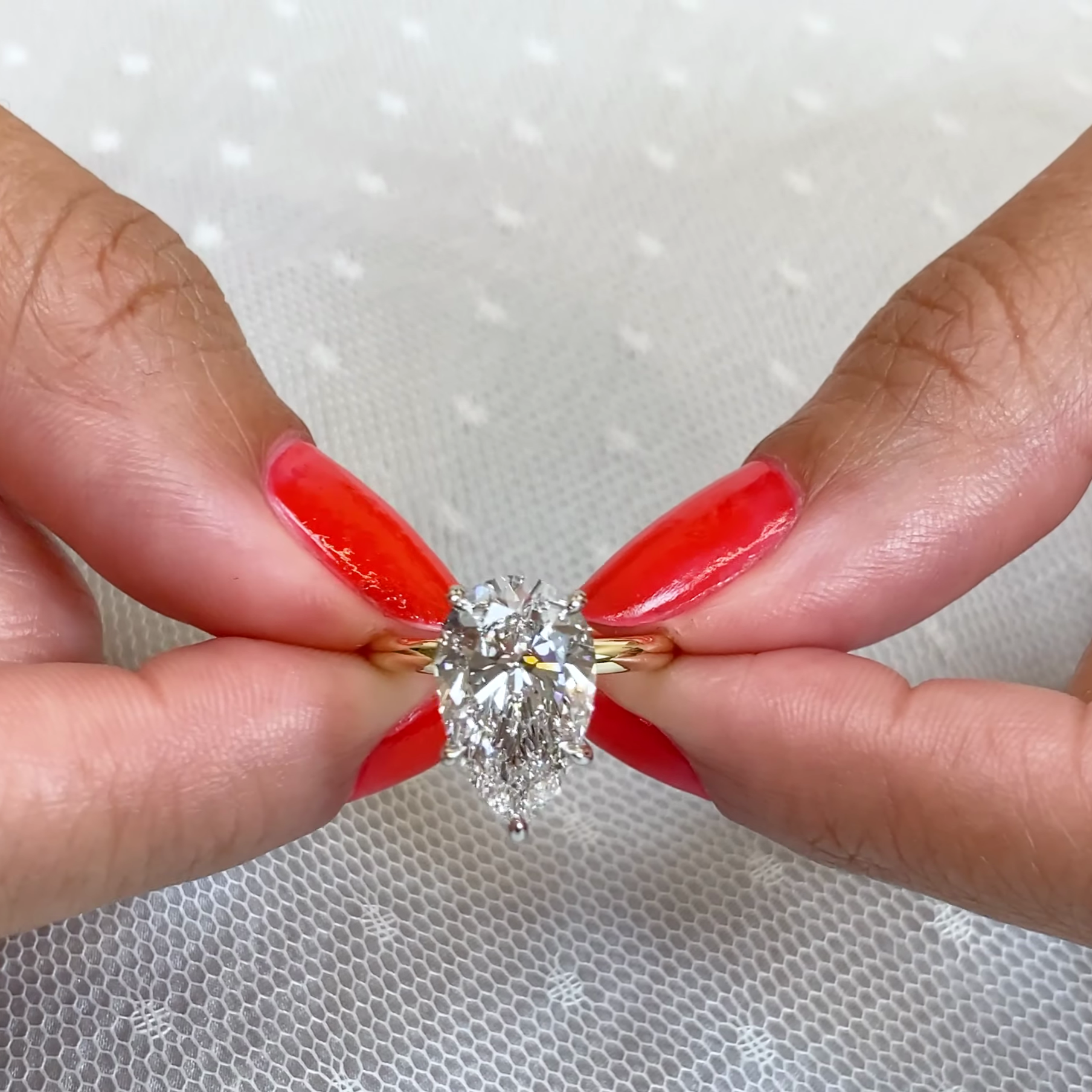 4.00ct Pear Lab Grown Diamond Two-Tone Solitaire Engagement Ring | IGI Certified | Ethical Luxury