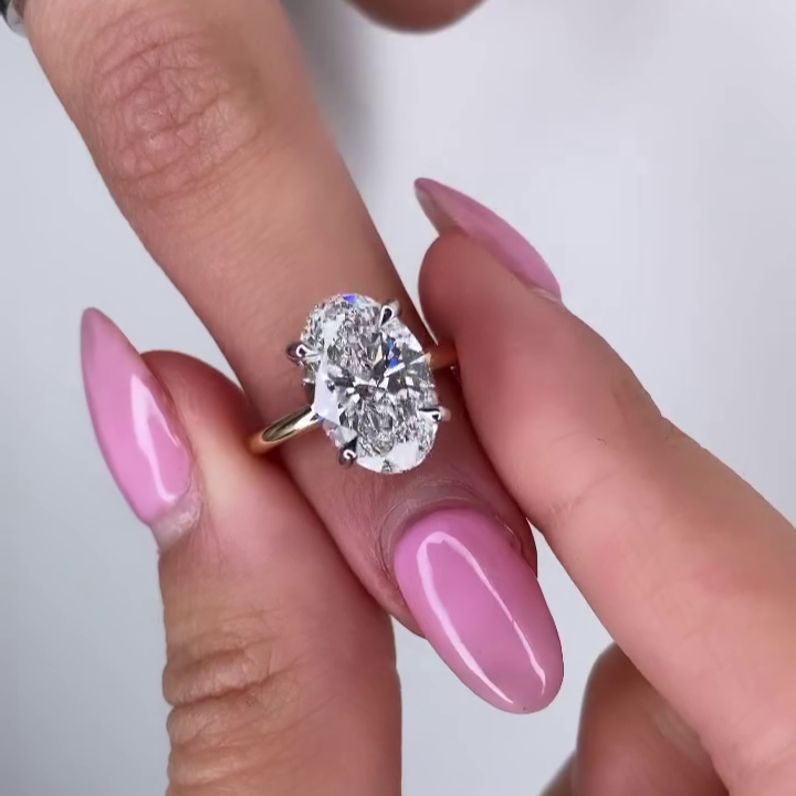 2.10tcw Oval Lab Diamond Engagement Ring | Hidden Halo | IGI Certified | Yellow Gold VVS–VS