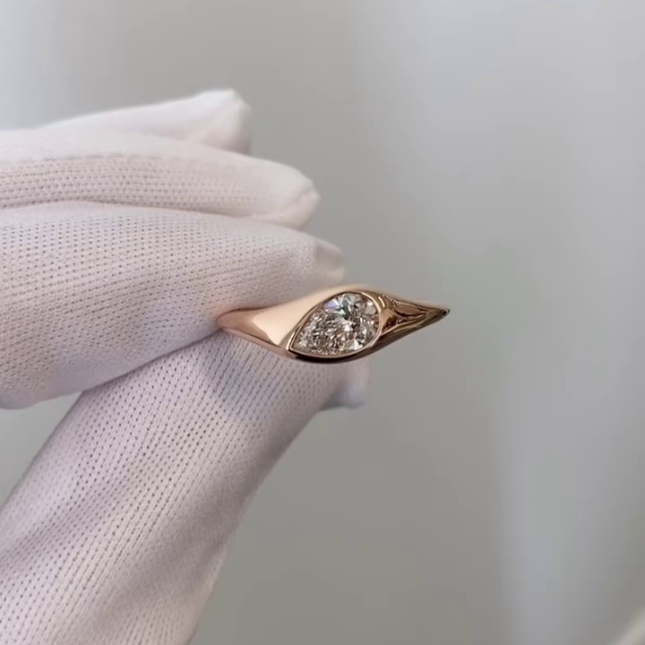 Elegant 0.80ct Pear Lab Grown Diamond Ring | Bezel Set | Ethical & Sustainable Jewelry