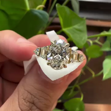 2.20tcw Oval Lab Diamond Five Stone Cathedral Engagement Ring | IGI Certified