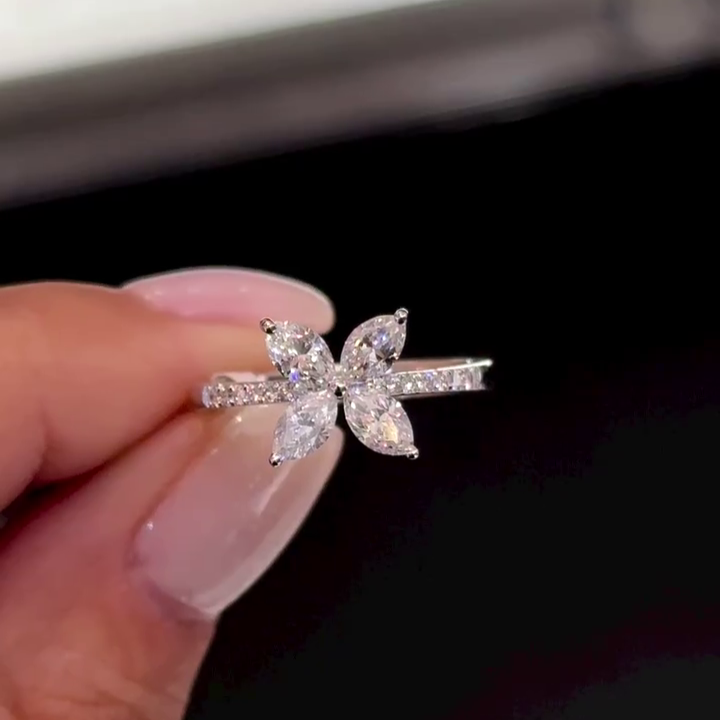 Marquise 2.10tcw Lab Diamond Flower Engagement Ring | IGI Certified | White Gold