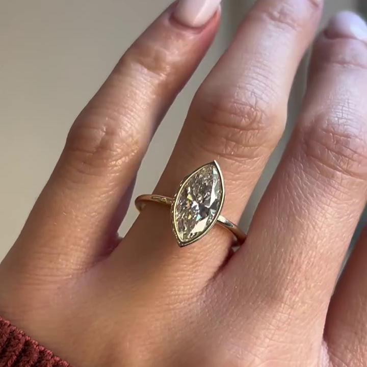 Marquise 2.00ct Lab Grown Diamond Engagement Ring | Bezel Set Solitaire | IGI Certified