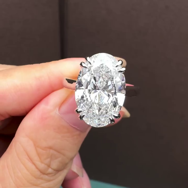 Oval 7.00ct Lab Grown Diamond Cathedral Solitaire Engagement Ring | D-E-F Color | VVS–VS Clarity | IGI Certified | 4-Claw Prong