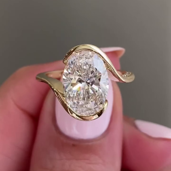 3.50tcw Oval Lab Diamond Bypass Engagement Ring | Unique Style | IGI Certified