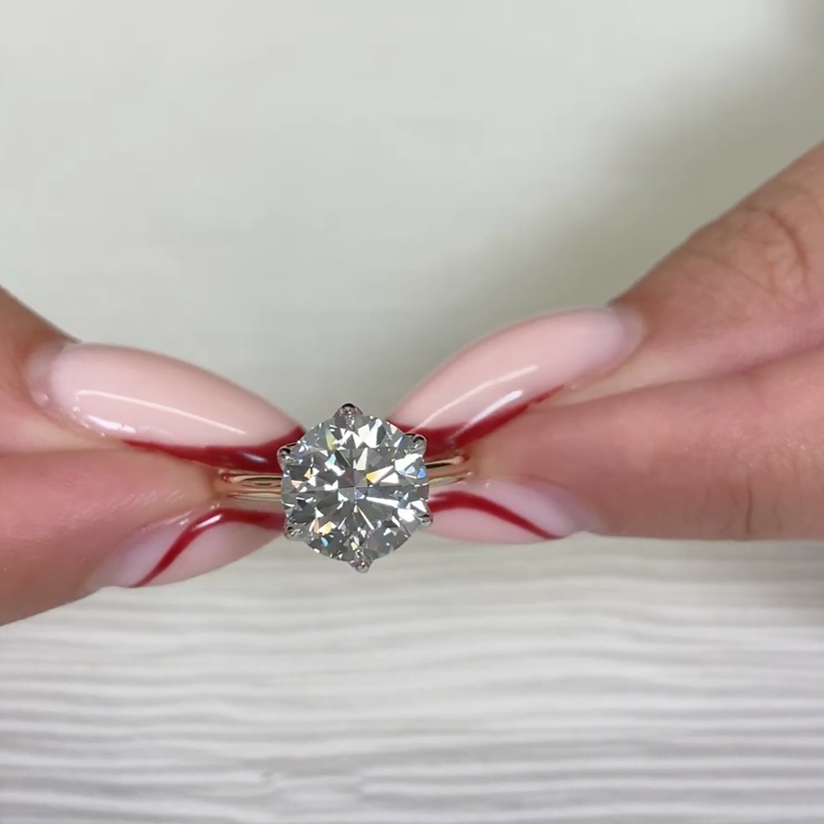 3.50ct Round Lab Diamond Cathedral Engagement Ring | Yellow Gold Solitaire | IGI D-E-F VVS–VS