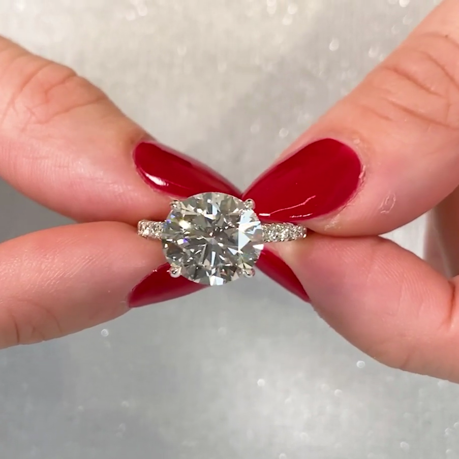 Round 4.50tcw Lab Diamond Engagement Ring | 4.00ct Center | Hidden Halo | IGI Certified | White Gold