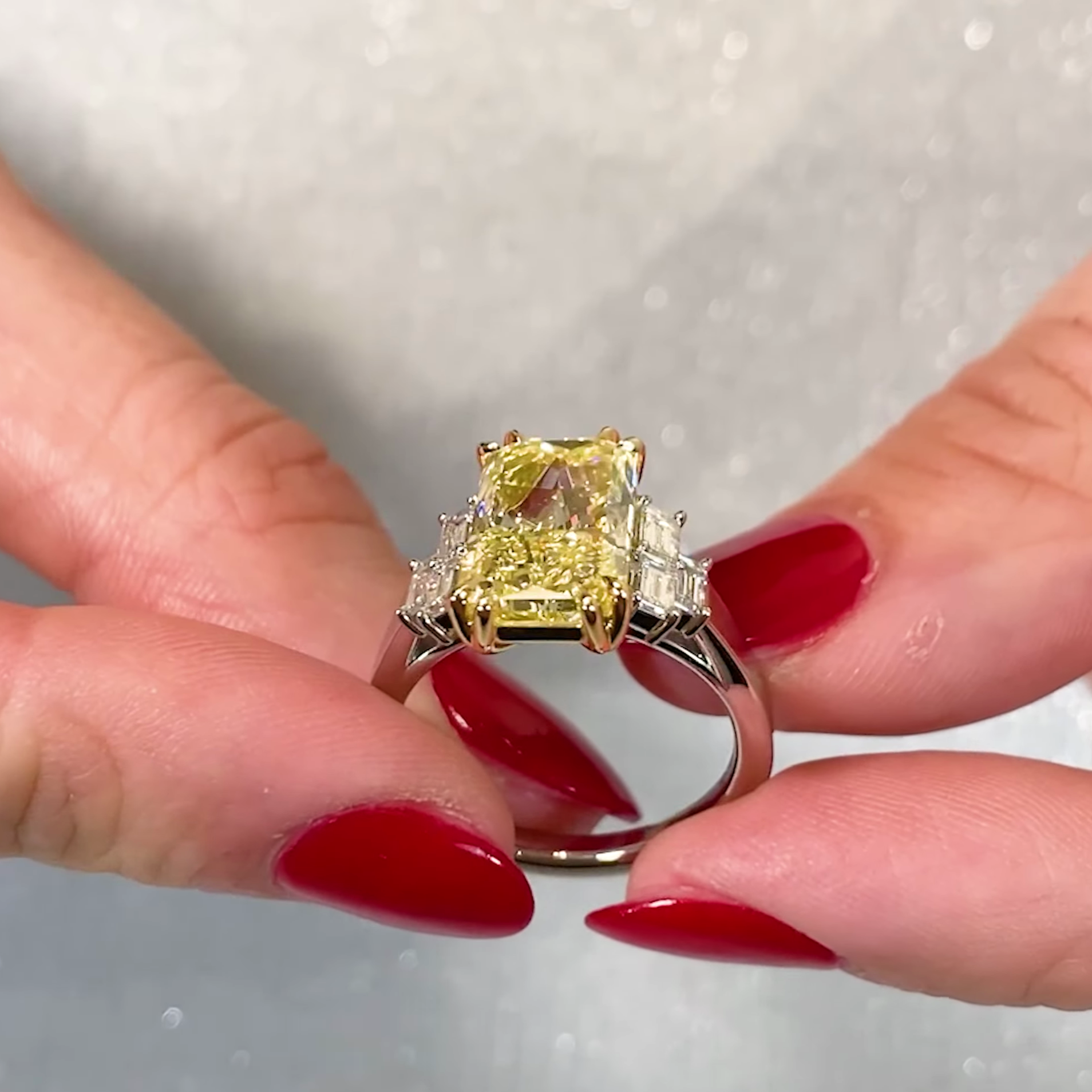 Radiant 6.00tcw Fancy Yellow Lab Diamond Ring | VVS–VS | IGI Certified Gold Ring