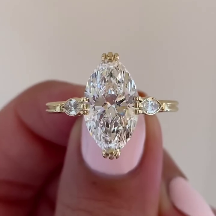 Marquise 2.50tcw Lab Grown Diamond Engagement Ring | Hidden Halo & Side Stones | IGI Certified