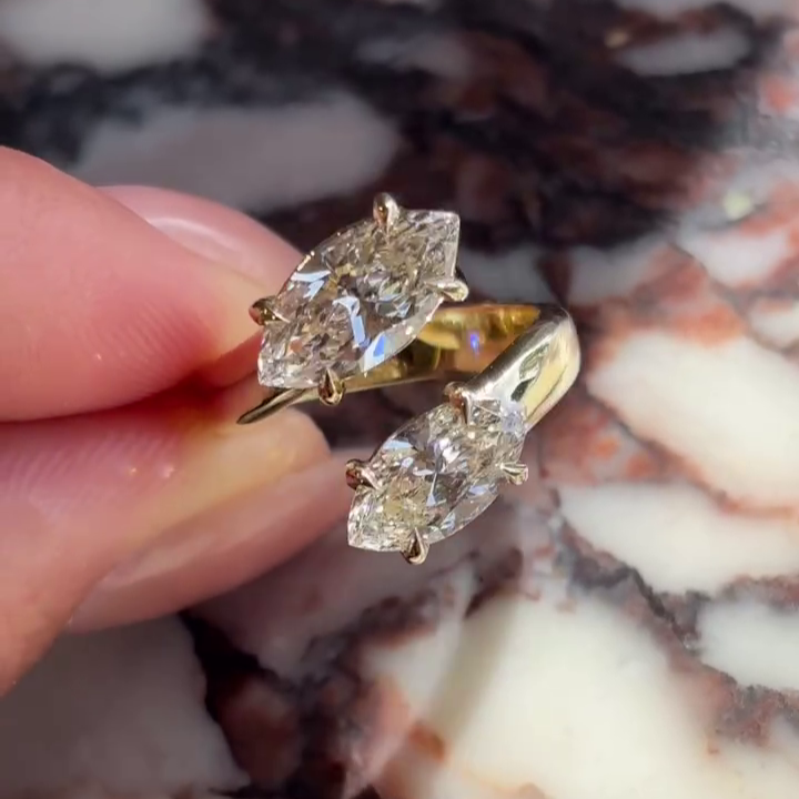 Marquise 4.50tcw Lab Diamond Two Stone Engagement Ring | DEF | IGI Certified