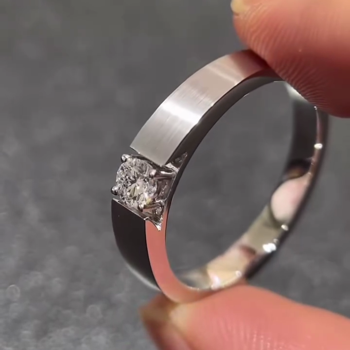 Round 0.50ct Men’s Tension Lab Grown Diamond Ring | IGI Certified | White Gold Minimalist Design