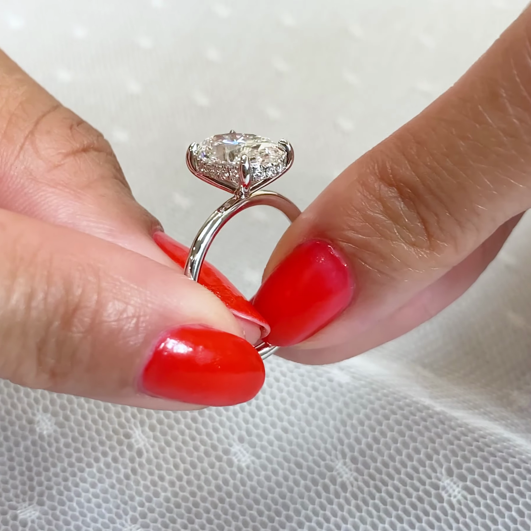 2.70tcw Oval Lab Grown Diamond Pavé Basket Solitaire Engagement Ring | IGI Certified