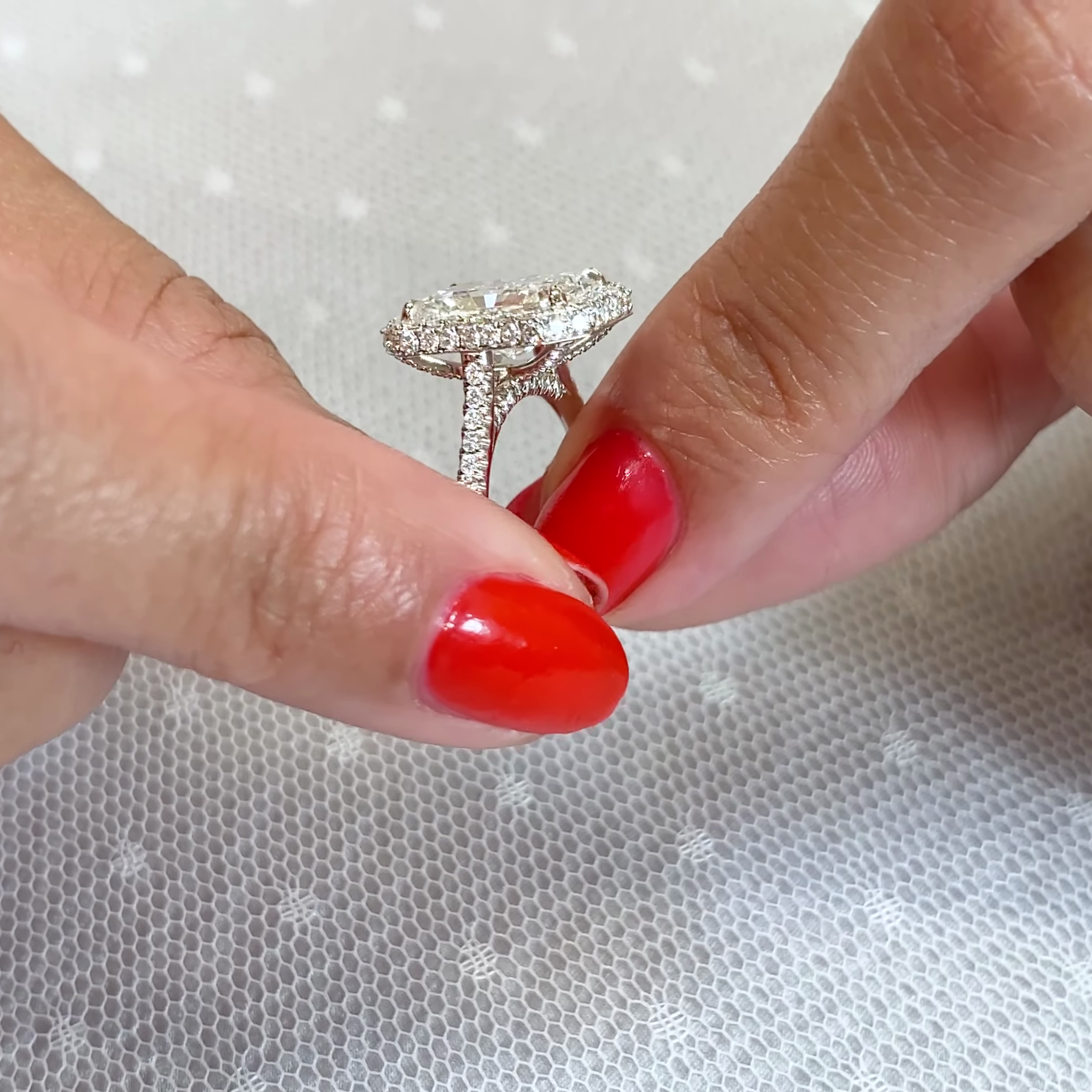 Radiant 3.80tcw Lab Grown Diamond Double Edge Halo Engagement Ring, D-E-F Color, VVS-VS Clarity - IGI Certified