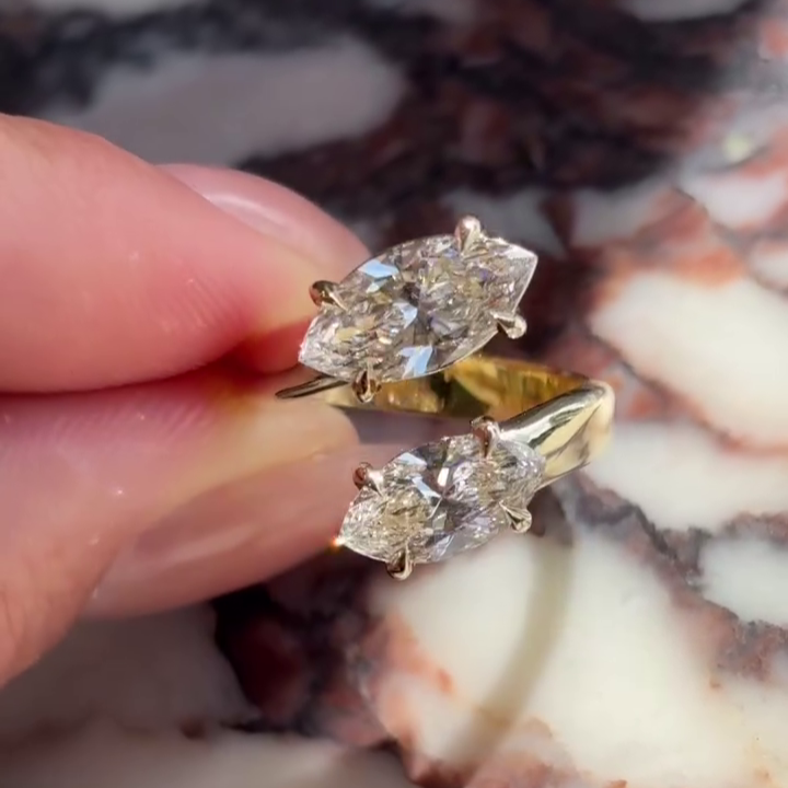 Marquise 4.50tcw Lab Diamond Two Stone Engagement Ring | DEF | IGI Certified