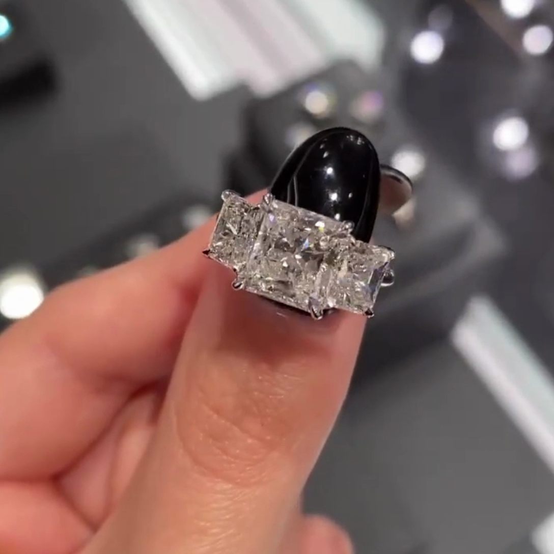 6.00tcw Princess Lab Diamond Three Stone Engagement Ring | IGI Certified