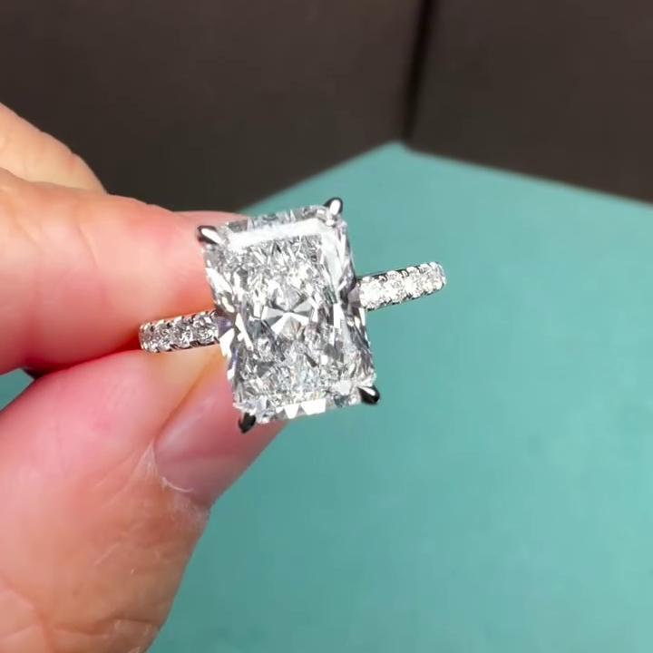 Radiant 2.70tcw Lab Grown Diamond Pave Engagement Ring, D-E-F, VVS-VS - IGI Certified