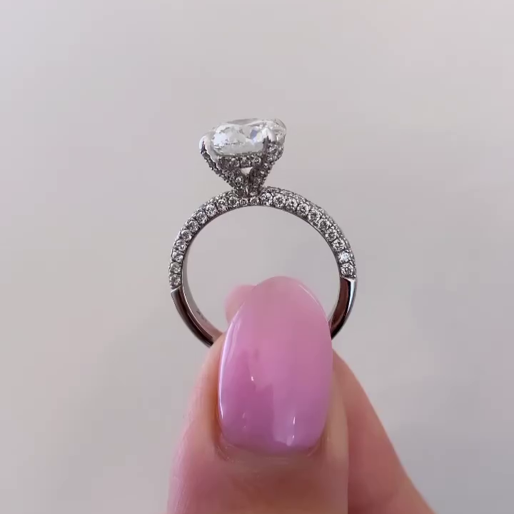Round 2.50tcw Lab Diamond Ring | Hidden Halo & Pavé Band | IGI Certified | White Gold